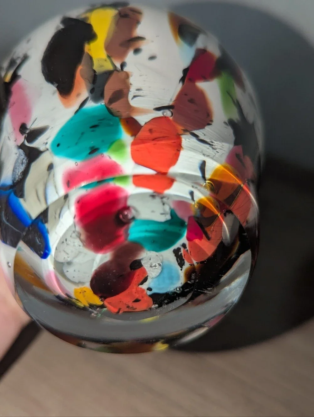 Vintage Hand Blown Confetti Art Glass Vases - Pair